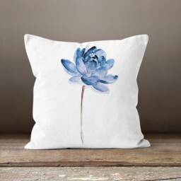 Blue Cushion Cover-Leaf Pillow Case-Housewarming Case-Flower Cover-Gift For Her Cushion-Handmade Material - thumbnail 3