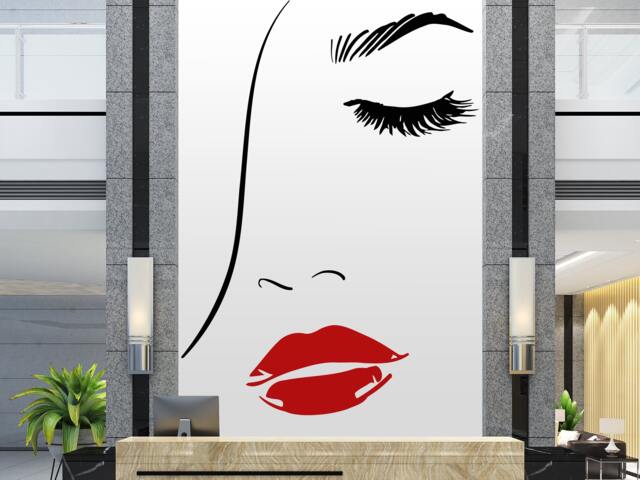 Woman Face Lashes Wall Decal Beauty Salon Decor 2890 - image 1