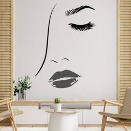 Woman Face Lashes Wall Decal Beauty Salon Decor 2890 - thumbnail 3