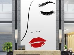 Woman Face Lashes Wall Decal Beauty Salon Decor 2890 - thumbnail 1