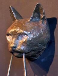 Cat Door Knocker Bronze Sculpture - thumbnail 1