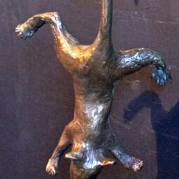 Cat Door Knocker Bronze Sculpture - thumbnail 3