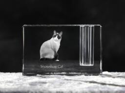 Snowshoe Cat , Crystal Pen Holder With Cat, Souvenir, Decoration, Limited Edition, Collection - thumbnail 1
