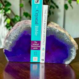 Purple Agate & Quartz Crystal Geode Bookends - Luxury Natural Book Ends Home D??cor Office Shelf Styling Set #5 - thumbnail 3