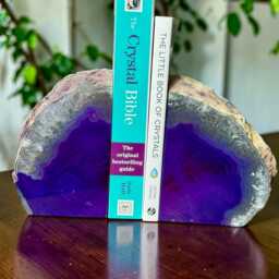 Purple Agate & Quartz Crystal Geode Bookends - Luxury Natural Book Ends Home D??cor Office Shelf Styling Set #5 - thumbnail 2