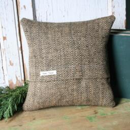 Woodland Deer Pillow, Herringbone, Jute, Burlap, Handmade - thumbnail 2