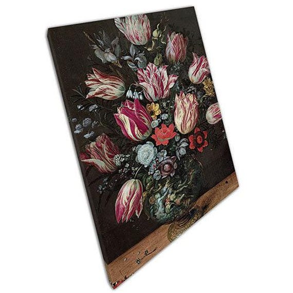 Canvas Flower Print Art Ready To Hang Wall Decor For Home Office - image 1