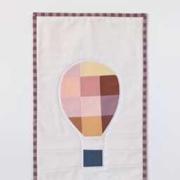 Hot Air Balloon Wall Hanging Quilted Colorful Patchwork Textile Art - thumbnail 2