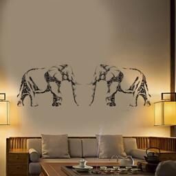 Wall Vinyl Decal Elephants Head To India Floral Ornament Animals Decor Center Modern Home - #1146Dz - thumbnail 2