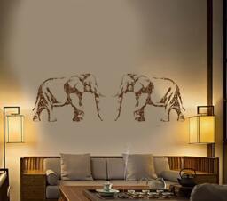 Wall Vinyl Decal Elephants Head To India Floral Ornament Animals Decor Center Modern Home - #1146Dz - thumbnail 1