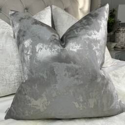 Luxury Pillow Cover, Metallic Grey Cushion Clarke & Tessere Pewter Throw Sofa Pillow, Bed Cover - Insta - thumbnail 2