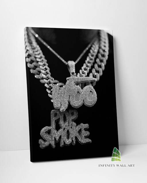 Pop Smoke Silver Chain Canvas Art Print Wall Decor Picture Ready To Hang -C509 - image 1