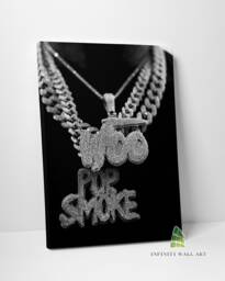 Pop Smoke Silver Chain Canvas Art Print Wall Decor Picture Ready To Hang -C509 - thumbnail 1