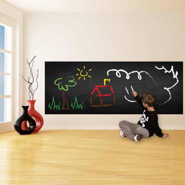 Chalkboard Wall Diy Black Kitchen Sticker - Reusable Write On Vinyl Decal Blackboard Chalk Board Long Adhesive Kids Erasable Stickers - image 1