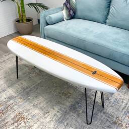 White & Wood Grain Surfboard Coffee Table - thumbnail 2