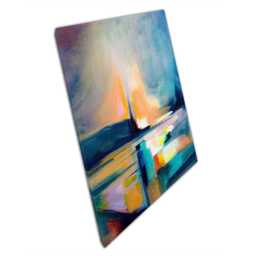 Vibrant Abstract Canvas Print Yellow & Blue Tones - Modern Wall Art For Home Or Office Decor - thumbnail 1