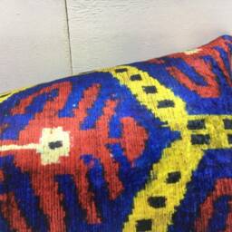 Handwoven Silk Ikat Lumbar Pillow Cover Modern Home Decor - 10x24 - thumbnail 2