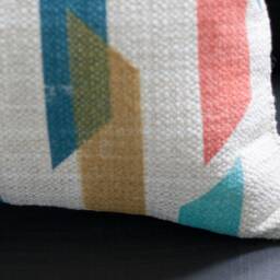 Limited Edition Screen Print Lumbar Pillow, Handmade Geometric Pattern Throw Blue & Gold 18x18 Decorative Pillow - thumbnail 3