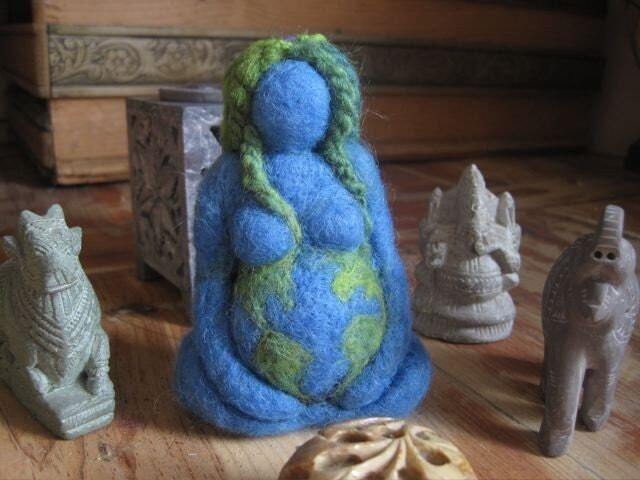 Needle Felted, Mother Earth, Blue Goddess, Original Design By Borbala Arvai, Made To Order - image 1