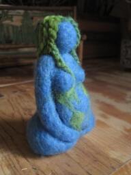 Needle Felted, Mother Earth, Blue Goddess, Original Design By Borbala Arvai, Made To Order - thumbnail 3