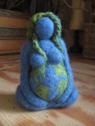 Needle Felted, Mother Earth, Blue Goddess, Original Design By Borbala Arvai, Made To Order - thumbnail 2