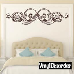 Floral Headboard Wall Decal - Fabric Vinyl Removable & Reusable Floralheadboarduscolor008Et