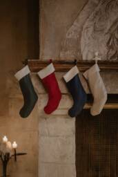 Linen Christmas Stocking With A Striped Cuff. Zero Waste. Gift