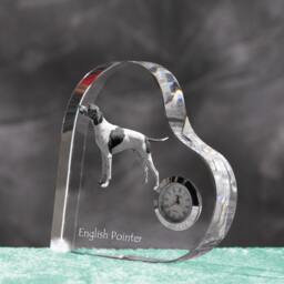 English Pointer - Crystal Clock in The Shape Of A Heart With Image Pure-Bred Dog - thumbnail 2