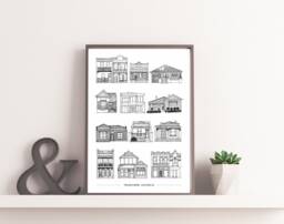Houses Of Melbourne - A4 Print, Cityscape, Art, Wall Decor, Travel Print, Terrace House - thumbnail 1