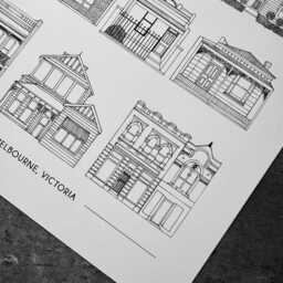 Houses Of Melbourne - A4 Print, Cityscape, Art, Wall Decor, Travel Print, Terrace House - thumbnail 3