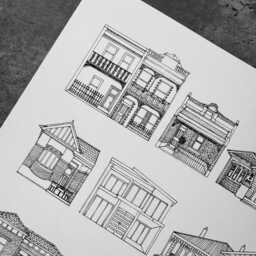 Houses Of Melbourne - A4 Print, Cityscape, Art, Wall Decor, Travel Print, Terrace House - thumbnail 2