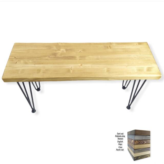 Wooden Bench With Industrial Hairpin Legs - image 1