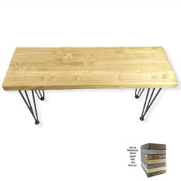 Wooden Bench With Industrial Hairpin Legs