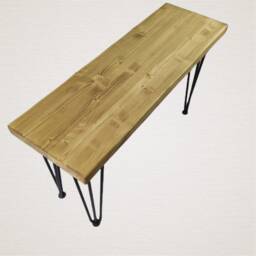 Wooden Bench With Industrial Hairpin Legs - thumbnail 2