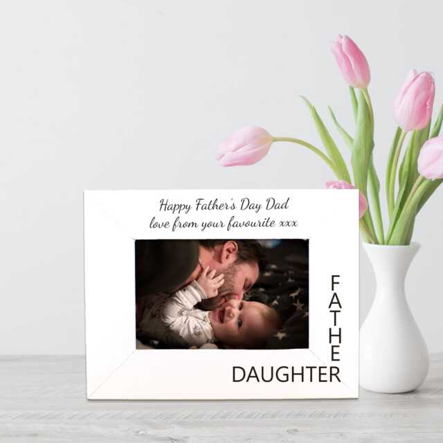 Personalised Father & Daughter White Oak Finished Photo Frame, 6x4, 7x5, 8x6, Portrait Landscape, Father's Day - image 1