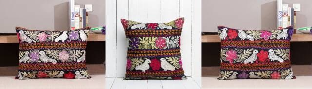 "Set Of 3 Pcs, Suzani Pillow Cover, Uzbek Pillow, 16.93"" X 21.85" - image 1