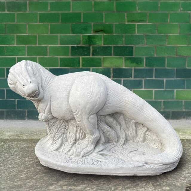 stone T-Rex Dinosaur Sculpture Concrete Prehistoric Reptile Ornament Realistic Animal Figurine Handmade Jurassic Park Garden Decor Yard Art - image 1
