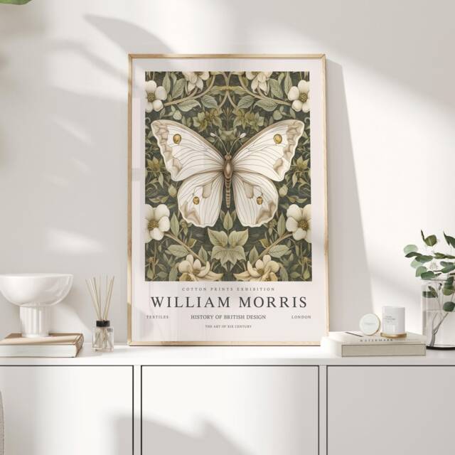 William Morris Print, Art, Exhibition Poster, Butterfly Gifts, Decor, Art Wall - image 1