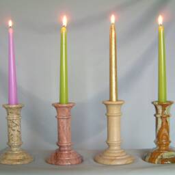 Teak Marble Candlestick - thumbnail 2