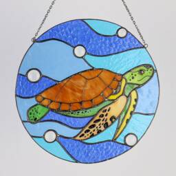 Turtle Suncatcher Stained Glass Decor Home House Window Wall Hangings Cling Nautical Gift - thumbnail 3