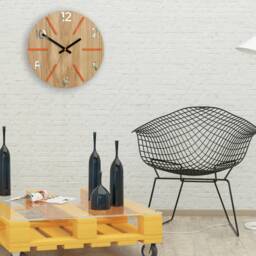 Wood Clock, Large Wall Wall Clock, Aksel Orange, Gift, Decor, Unique Wall, Oak, Clocks, Mirror Orange - thumbnail 2