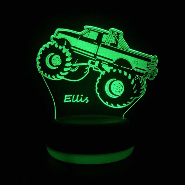 Custom Monster Truck Led Lamp - Personalised Night Light With 16 Colours & Remote Control, Ideal For Kids Gift Or Bedroom Decor - image 1
