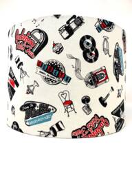 1950S American Diner Lampshade Retro Style Cotton Drum Shade - thumbnail 1