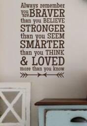 Always Remember You Are Braver Stronger Smarter -Vinyl Wall Decal - Winnie The Pooh-Wall Quotes - Lettering For Walls - thumbnail 1