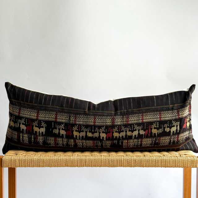 Vintage Hmong Hemp Pillow Handwoven Tribal Textile, Navy Batik - image 1