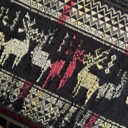 Vintage Hmong Hemp Pillow Handwoven Tribal Textile, Navy Batik - thumbnail 3