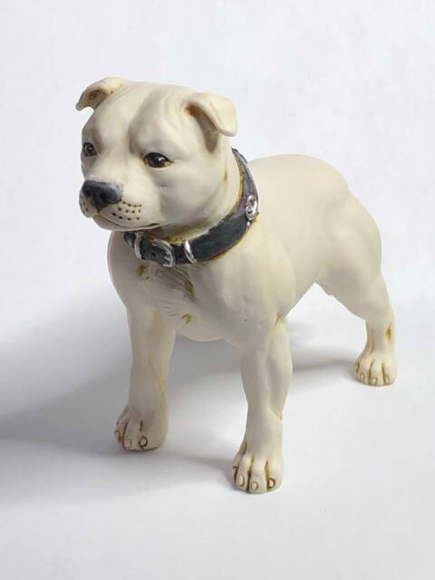 Neil Eyre Artist Eyredesigns Staffordshire Bull Terrier Sbt Knot Show Collar K9 Canine Dog White Figurine Usa Made Signed & Numbered - image 1