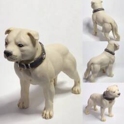 Neil Eyre Artist Eyredesigns Staffordshire Bull Terrier Sbt Knot Show Collar K9 Canine Dog White Figurine Usa Made Signed & Numbered - thumbnail 2