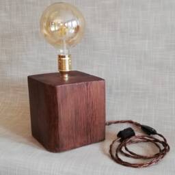 Reclaimed Wood Block Table Lamp With Vintage Edison Bulb, Handmade - thumbnail 3