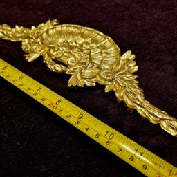 Large Ornate Applique Gilt White French Style Decorative Wall Furniture Onlay Moulding Pediment Plastic Decoration - thumbnail 3